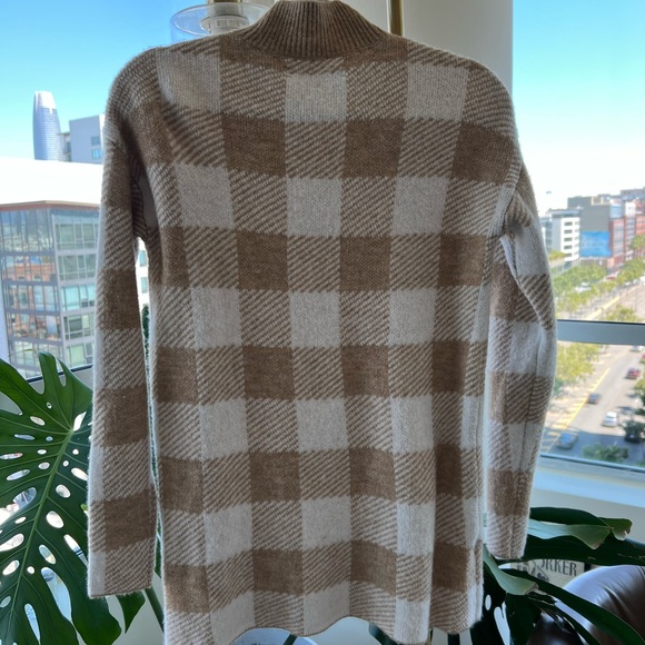 LOFT white and light brown plaid sweater - Picture 3 of 3